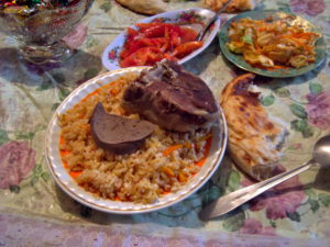 Rice and lamb in Kyrgyzstan. 