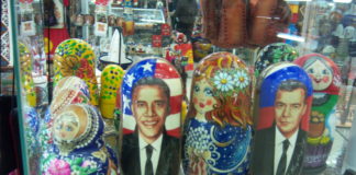 Obama and Medvedev Russian (matroshkis) stacking dolls