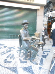 Fernando Pessoa statue, A Brasileira restaurant, Lisbon, Portugal