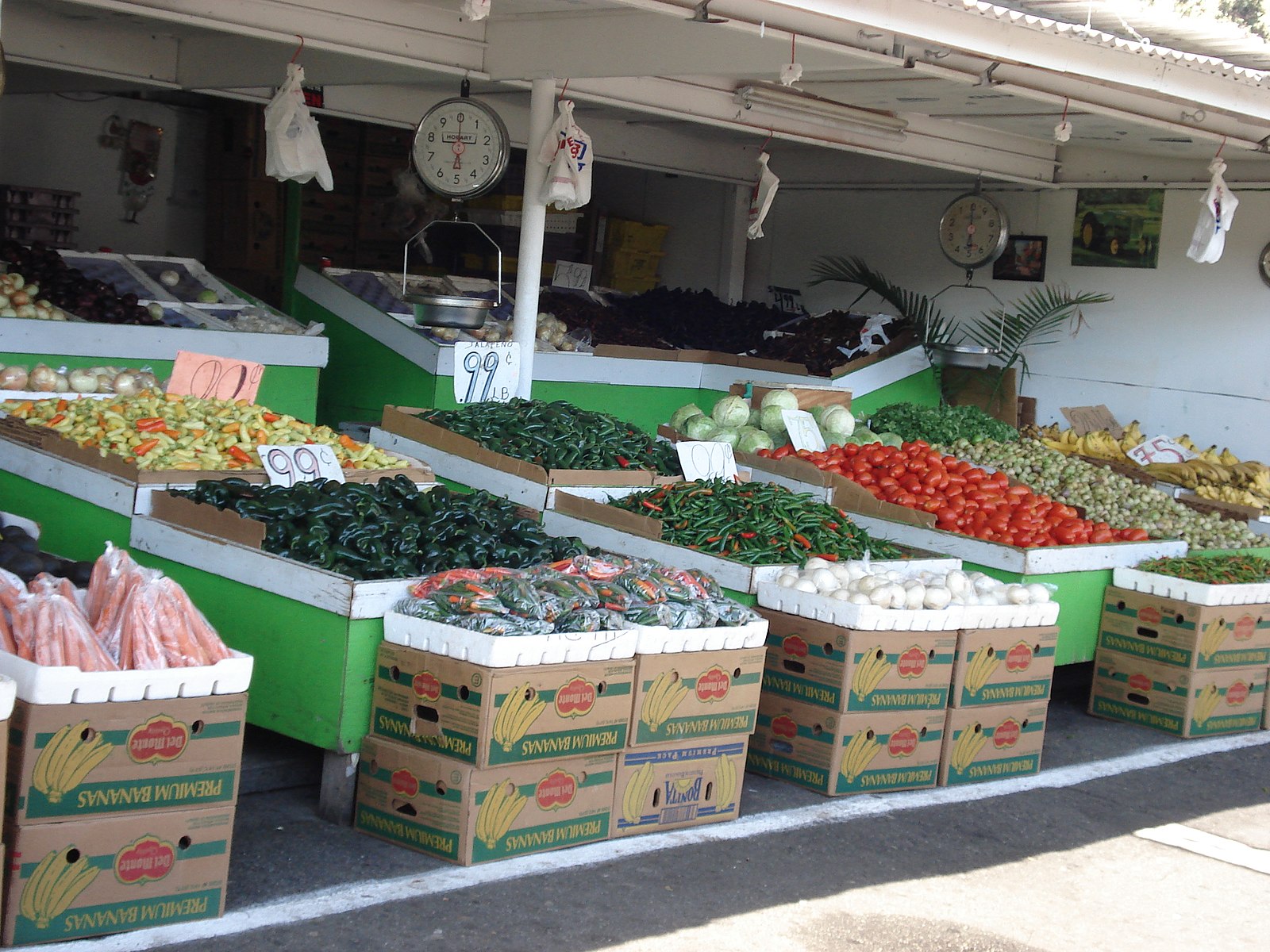 boxes of vegetables